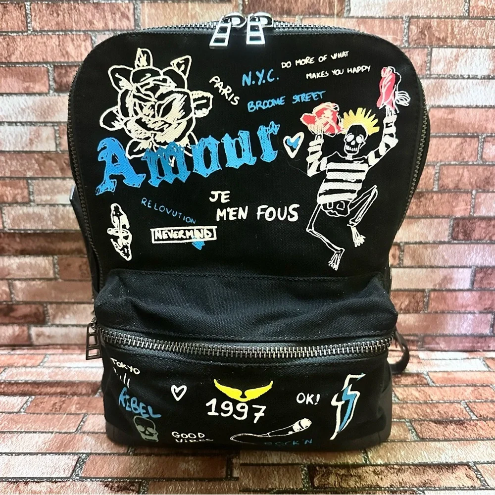 ZADIG & VOLTAIRE Black Graphic Men's Backpack RARE